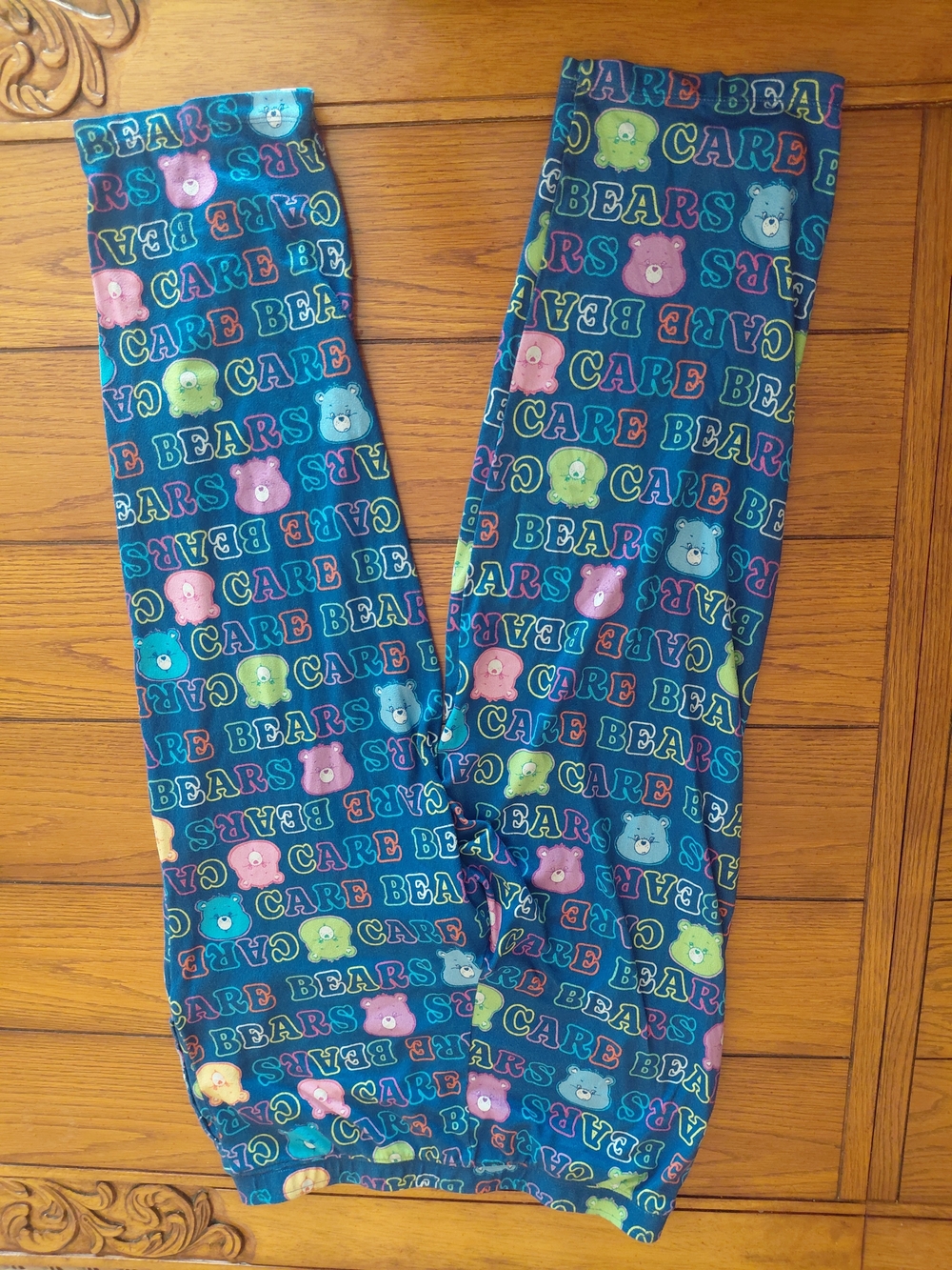 Care Bears Navy Blue Pajama Bottoms with Multicolor Bear Faces - Picture 3 of 3